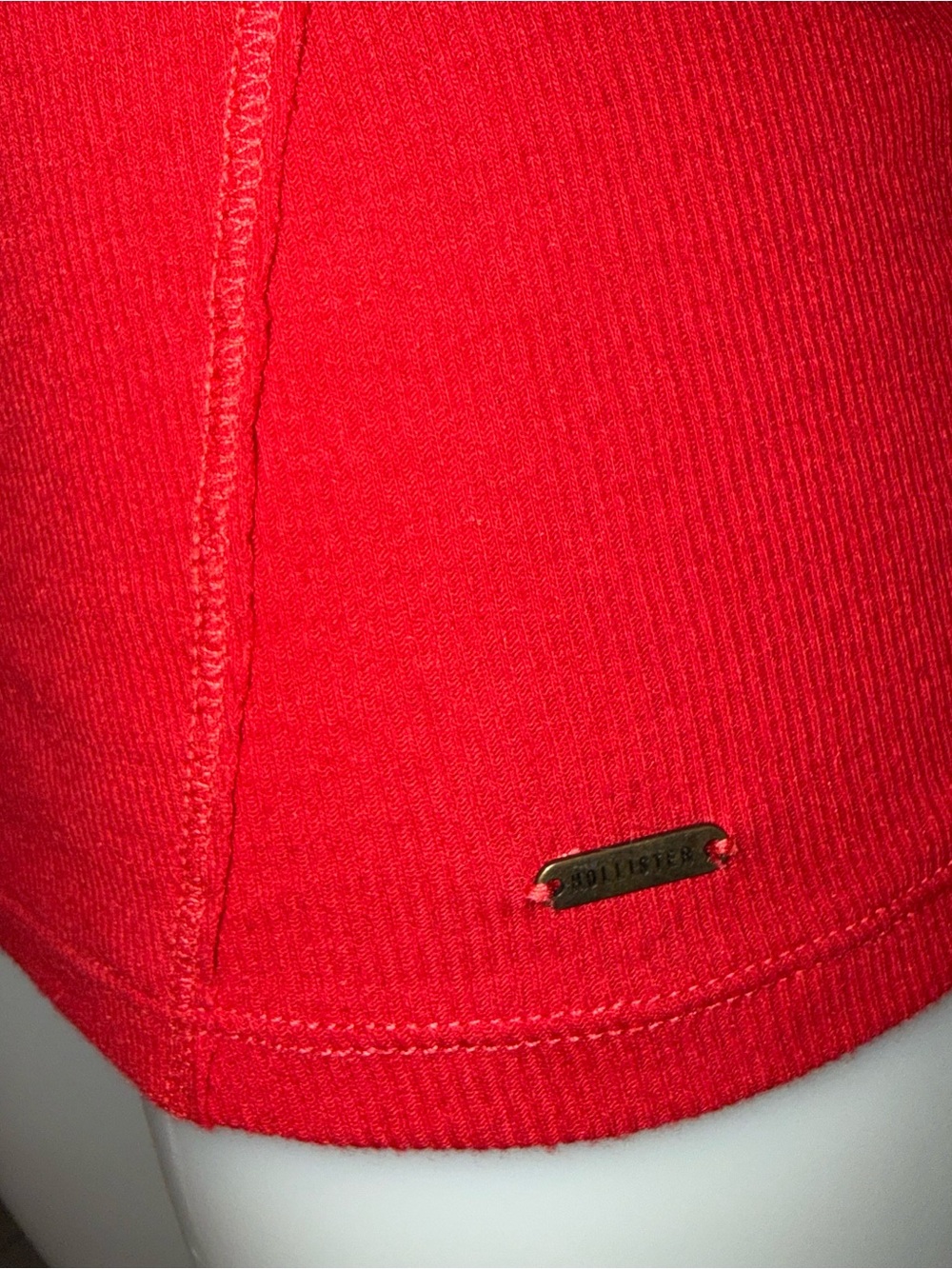 Hollister Henley Top Women’s M Red Y2K V-Neck Fitted Long Sleeves Retro - Picture 4 of 8